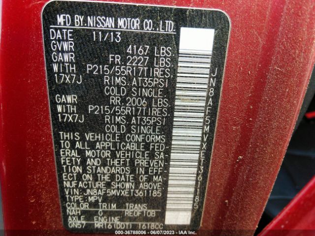JN8AF5MVXET361185 Nissan Juke Sl