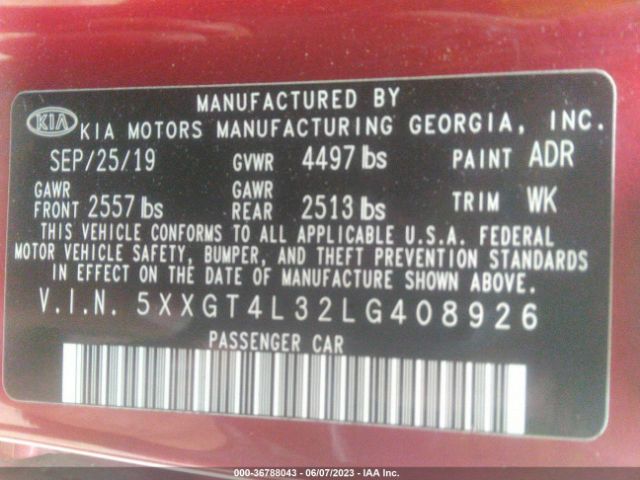 5XXGT4L32LG408926 KIA Optima S