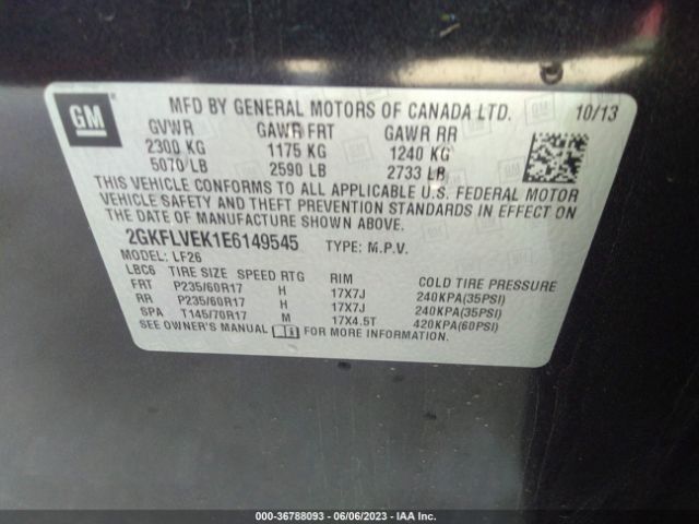 2GKFLVEK1E6149545 GMC Terrain Sle