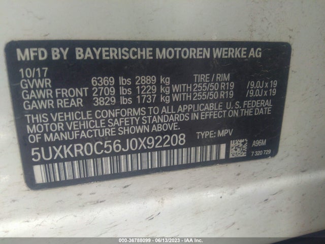 BMW X5 Xdrive35i 2018 5UXKR0C56J0X92208 Image 9