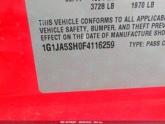 Chevrolet SONIC LS 2015 1G1JA5SH0F4116259 Image 10