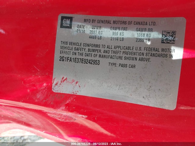Chevrolet CAMARO LS 2014 2G1FA1E37E9242953 Image 9