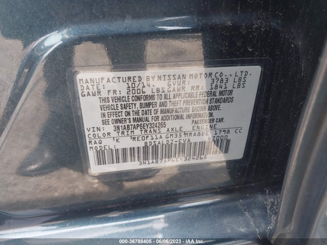 2014 NISSAN SENTRA SV VIN: 3N1AB7AP6EY324265