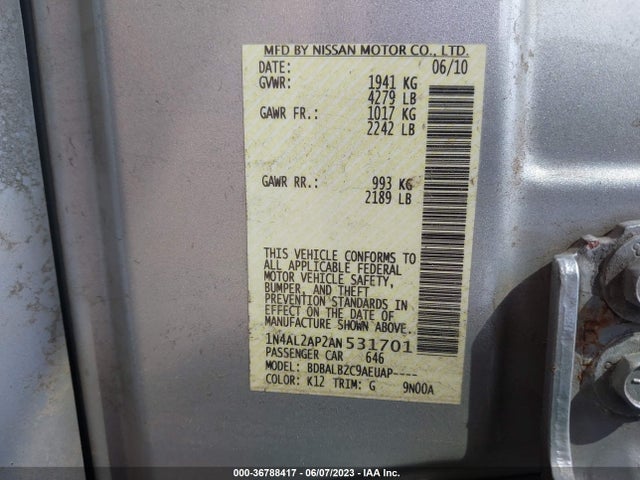 2010 NISSAN ALTIMA 2.5 S VIN: 1N4AL2AP2AN531701