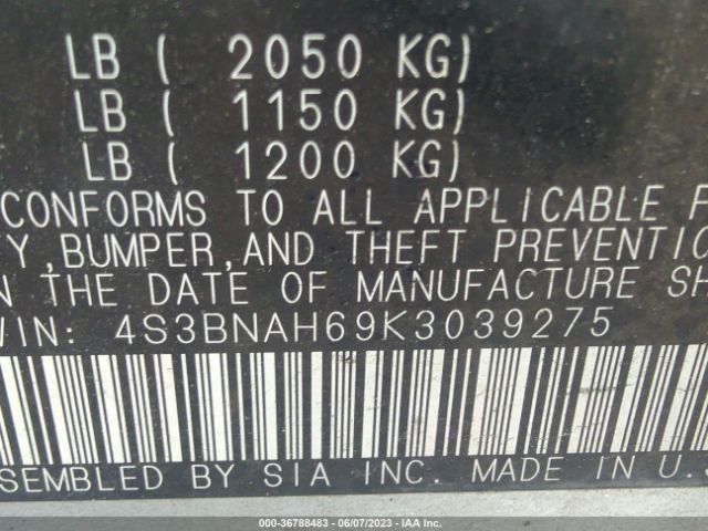 4S3BNAH69K3039275 Subaru Legacy Premium
