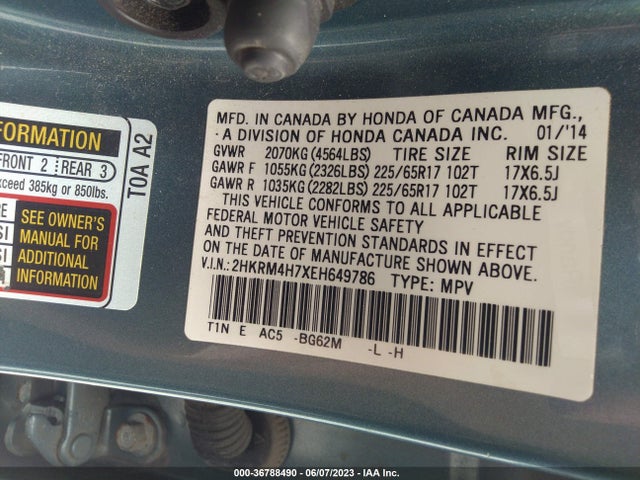Honda Cr-v Ex-l 2014 2HKRM4H7XEH649786 Image 9