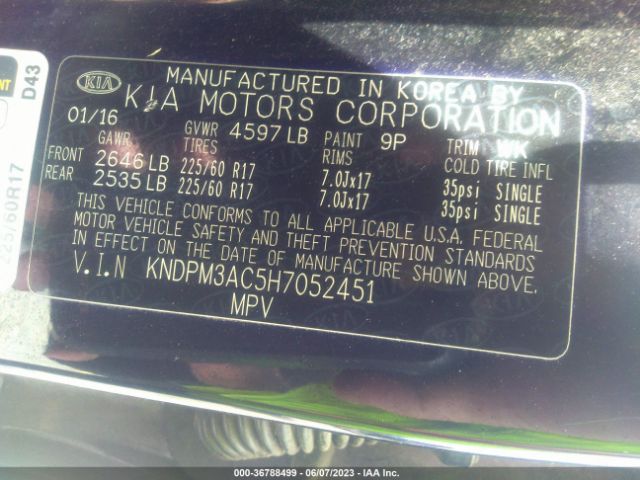 KNDPM3AC5H7052451 KIA Sportage Lx