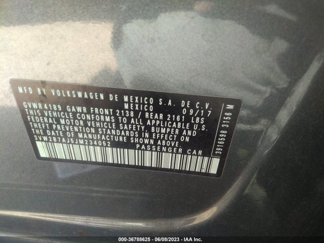 3VW2B7AJ5JM234052 Volkswagen Jetta 1.4t S