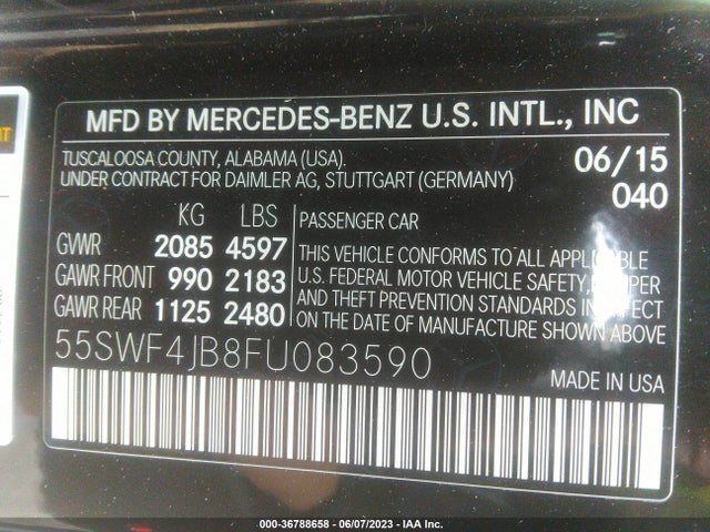 55SWF4JB8FU083590 Mercedes-Benz C-class C 300