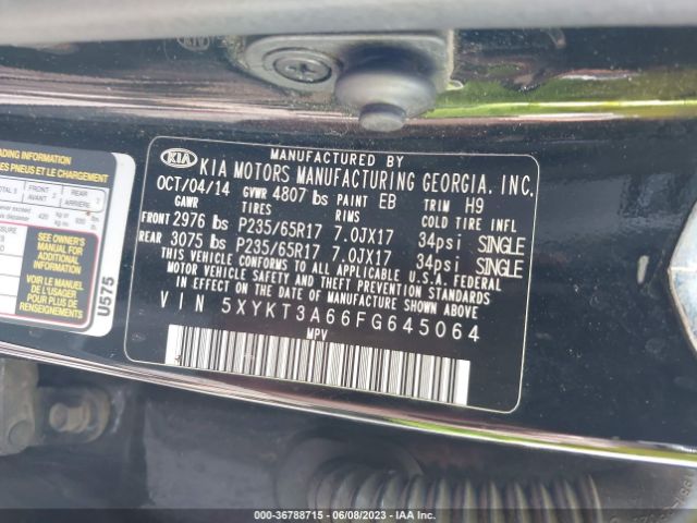 5XYKT3A66FG645064 KIA SORENTO LX