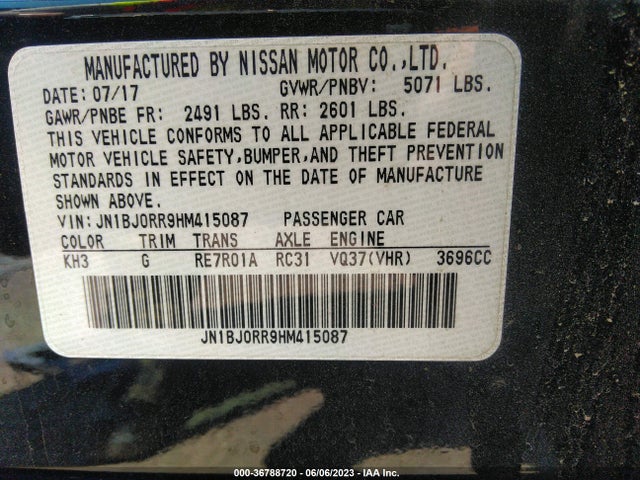 JN1BJ0RR9HM415087 Infiniti QX50