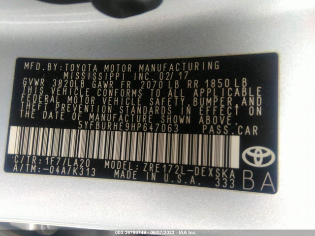 Toyota Corolla L/le/xle/se 2017 5YFBURHE9HP647063 Image 11