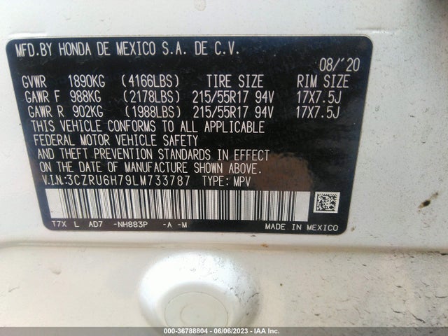 Honda Hr-v Ex-l 2020 3CZRU6H79LM733787 Image 9
