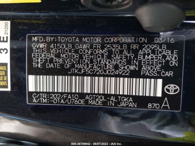 JTKJF5C72GJ024922 Scion TC