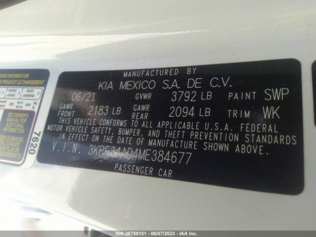 3KPF34AD4ME384677 KIA Forte Gt-line