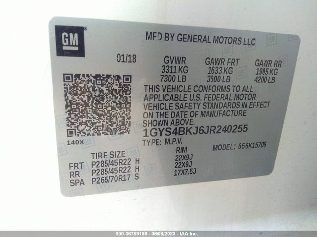 1GYS4BKJ6JR240255 Cadillac Escalade Luxury