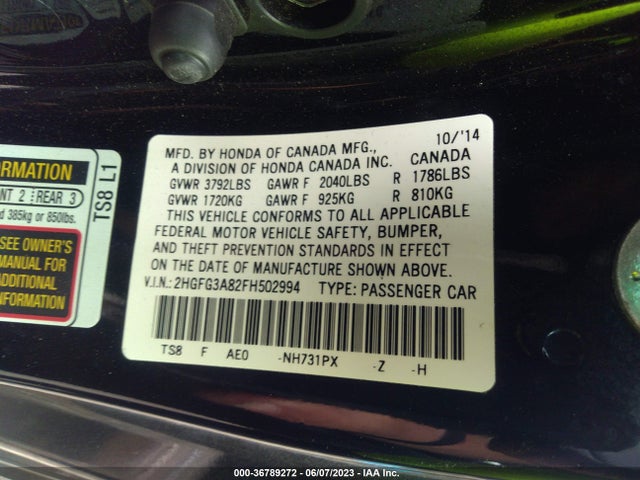 Honda Civic Coupe Ex 2015 2HGFG3A82FH502994 Image 9