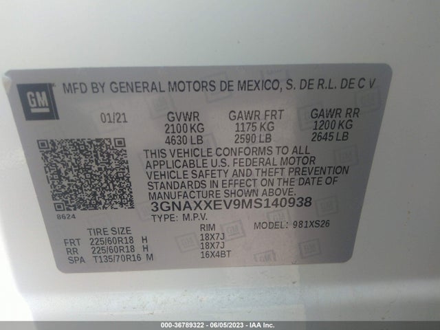 Chevrolet Equinox Premier 2021 3GNAXXEV9MS140938 Image 9