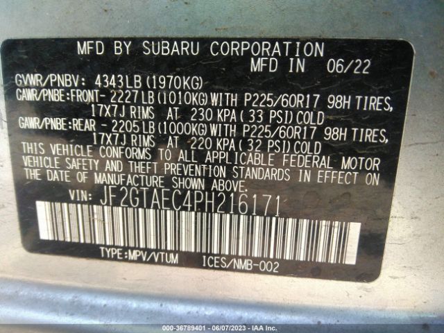 JF2GTAEC4PH216171 Subaru Crosstrek Premium