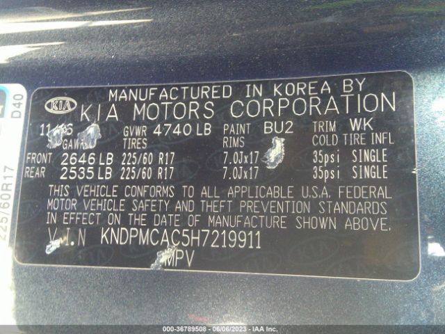 KNDPMCAC5H7219911 KIA Sportage Lx