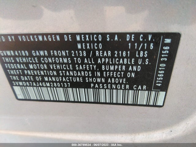 3VWD67AJ4GM280137 Volkswagen Jetta Sedan 1.4t Se