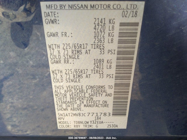 Nissan ROGUE SV 2018 5N1AT2MV8JC771783 Image 10