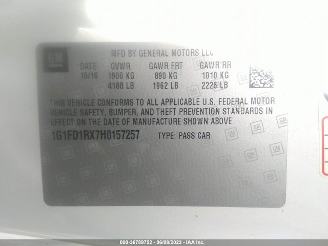 Chevrolet Camaro 2lt 2017 1G1FD1RX7H0157257 Image 9