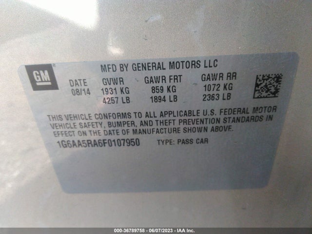 1G6AA5RA6F0107950 Cadillac Ats Sedan Standard Rwd
