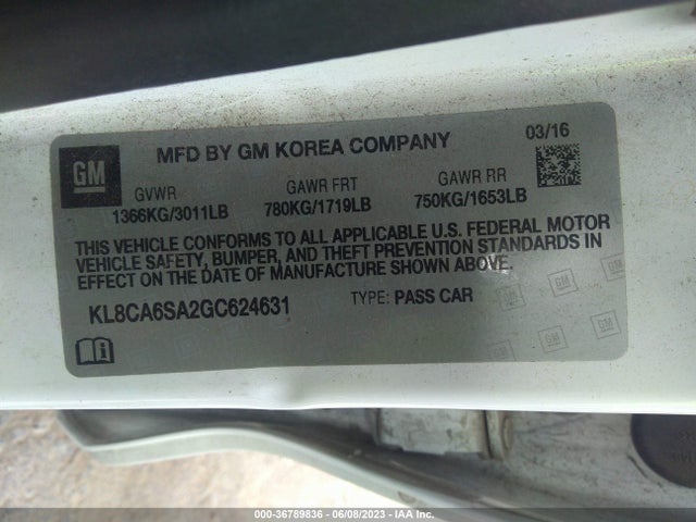 Chevrolet SPARK LS 2016 KL8CA6SA2GC624631 Image 9