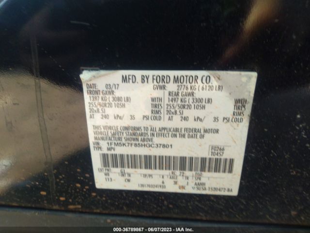 1FM5K7F85HGC37801 Ford Explorer Limited