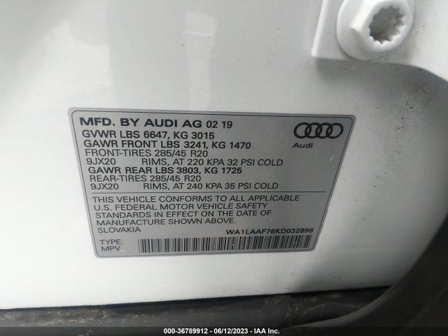 WA1LAAF76KD032896 Audi Q7 Premium Plus