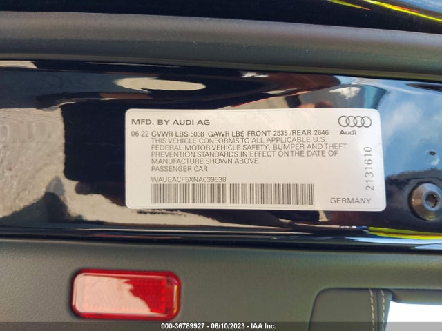 WAUEACF5XNA039538 Audi A5 Sportback S Line Prestige