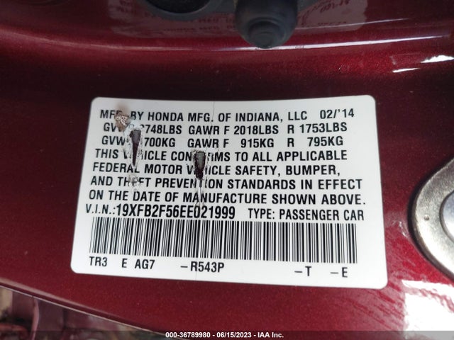 Honda Civic Sedan Lx 2014 19XFB2F56EE021999 Image 16