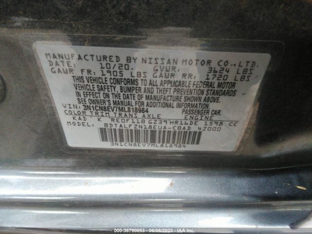 3N1CN8EV7ML818984 Nissan VERSA SV