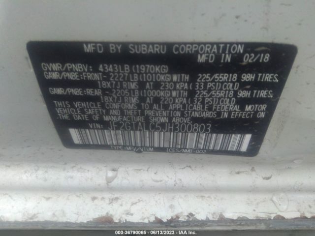 JF2GTALC5JH300803 Subaru Crosstrek Limited