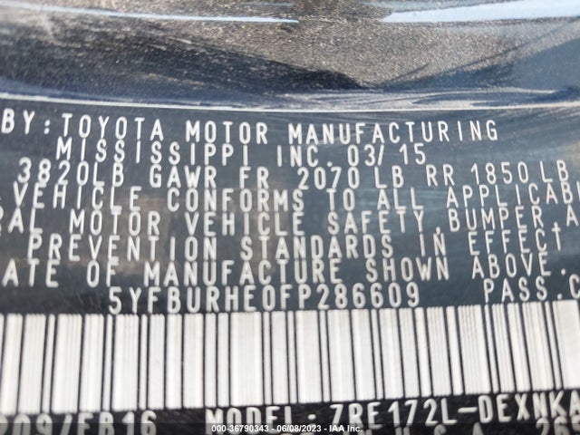 Toyota Corolla L/le/s/s Plus/le Plus 2015 5YFBURHE0FP286609 Image 11