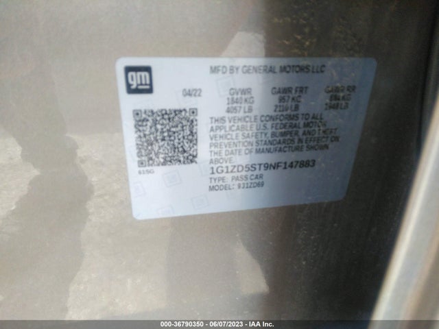 Chevrolet MALIBU LT 2022 1G1ZD5ST9NF147883 Image 9