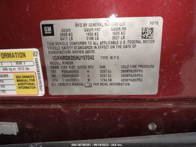 1GKKRSKD5HJ197042 GMC Acadia Limited Limited