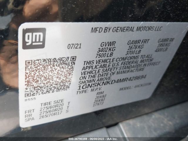 1GNSKNKD4MR428694 Chevrolet Tahoe 4wd Lt