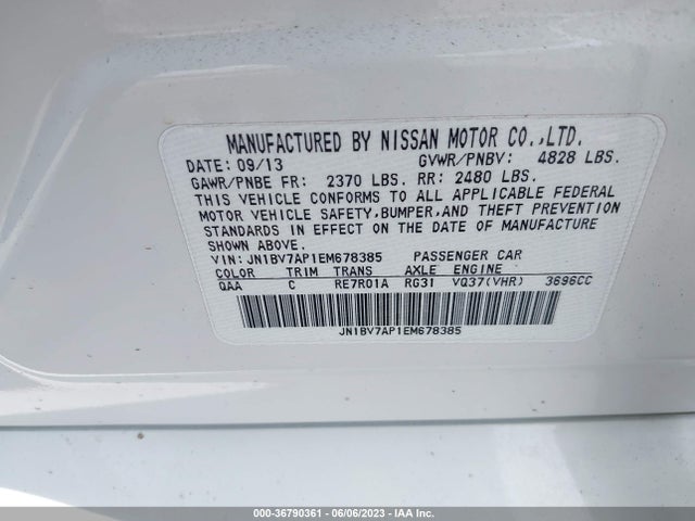 JN1BV7AP1EM678385 Infiniti Q50 Premium