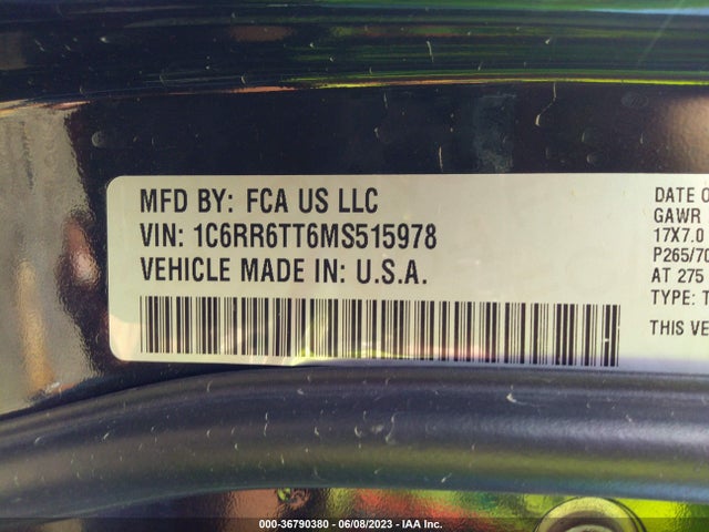 1C6RR6TT6MS515978 RAM 1500 Classic Slt