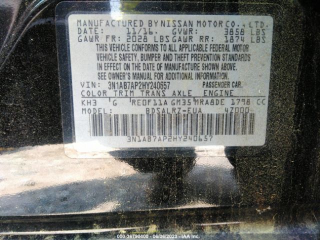 3N1AB7AP2HY240657 Nissan SENTRA SR