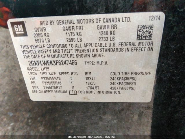2GKFLWEK3F6247466 GMC Terrain Sle