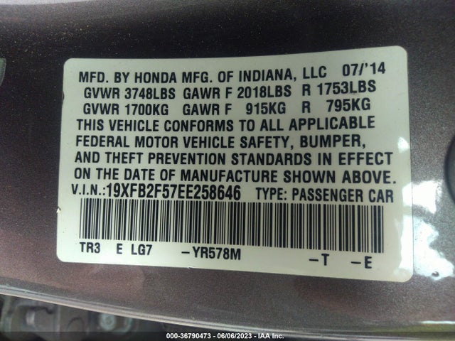 Honda Civic Sedan Lx 2014 19XFB2F57EE258646 Image 11