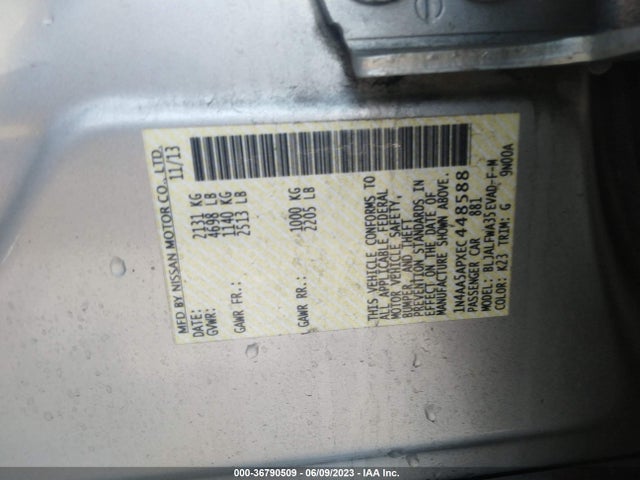 2014 NISSAN MAXIMA 3.5 SV VIN: 1N4AA5APXEC448588