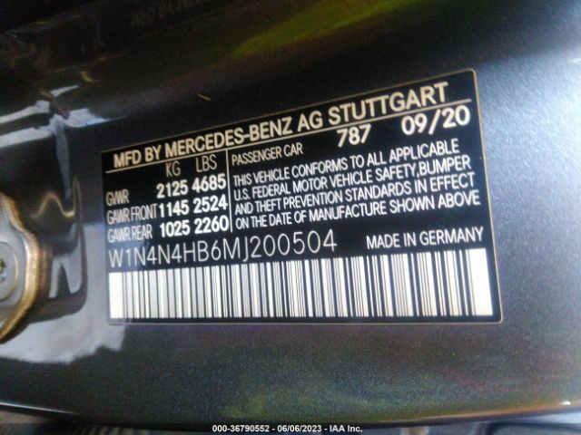 W1N4N4HB6MJ200504 Mercedes-Benz Gla Gla 250