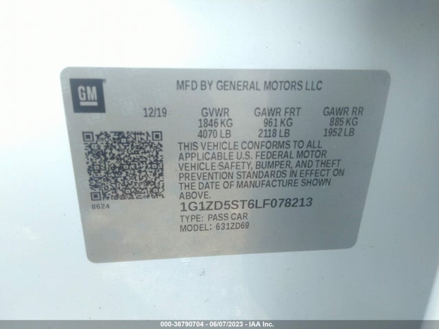 Chevrolet MALIBU LT 2020 1G1ZD5ST6LF078213 Image 9