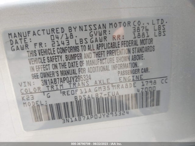 Nissan SENTRA S 2018 3N1AB7AP0JY295324 Image 9