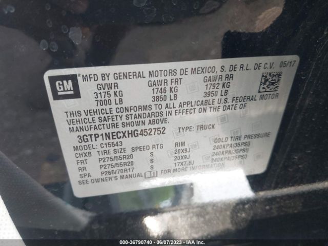 3GTP1NECXHG452752 GMC Sierra 1500 Slt