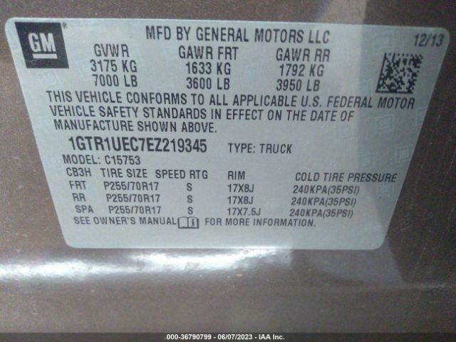 1GTR1UEC7EZ219345 GMC Sierra 1500 Sle